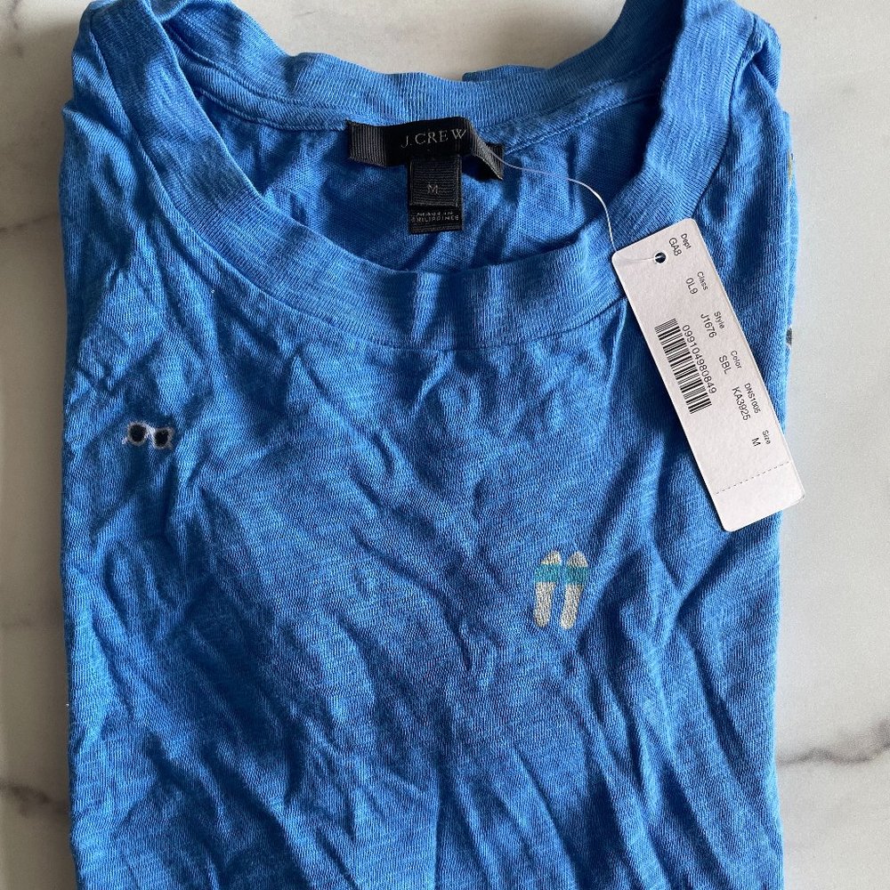 J. Crew Beach Items Tee in Blue sz M